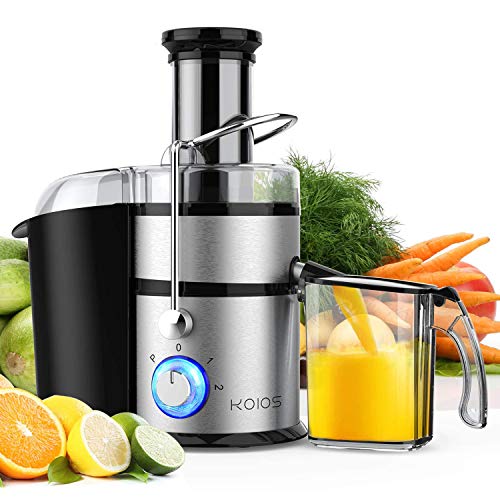 1300W KOIOS Centrifugal Juicer Machines, Juice Extractor with Extra Large 3inch Feed Chute, Full Copper Motor, 304 Titanium-Plated Steel Filter, High Juice Yield for Fruits and Vegetables, 3 Speeds Mode, Easy to Clean, 100% BPA-Free, Included Brush
