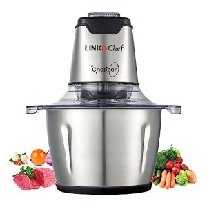 LINKChef Food Processor Electric, 8 Cup Food Chopper Meat Grinder with 4 Bi-Level Blades, Stainless Steel Mincers for Kitchen, Vegetables, Onion, Garlic, Salad, Baby Food, Fruits, Nuts