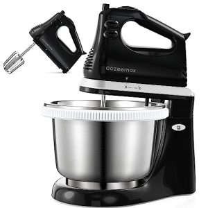 2 in 1 Hand Mixers Kitchen Electric Stand mixer with bowl 3 Quart, electric mixer handheld for Everyday Use, Dough Hooks & Mixer Beaters for Frosting, Meringues & More (Black)
