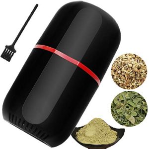 Herb Grinder Electric, Turimon Large Herbal/Coffee Grinders/Mill/Crusher for Spice and Herbs With Cleaning Brush – Black – 4.2 oz Capacity