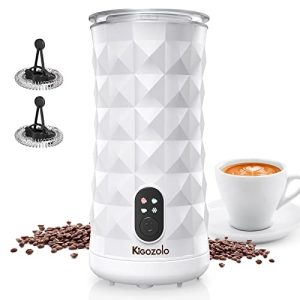 KIGOZOLO Milk Frother Steamer 4 in 1 Electric Coffee Frother with Quiet Operation,Effortless Foam,Unique Diamond Design,Temperature Control, and Auto Shut-Off, Perfect for Coffee Lovers(White)