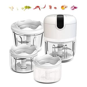 White 3 CUP Cordless Mini Food Chopper,Small Food Processor for Garlic,Nut,Meat(100+250+350ML)
