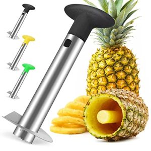 AUBENR Premium Pineapple Corer and Slicer Tool – Sharp Pineapple Cutter with Serrated Tips – Easy to Use and Clean – Stainless Steel Core Remover for Pineapple – Core Fruits with Ease(Black)