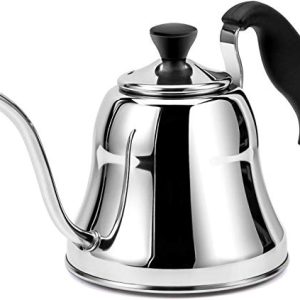 Chefbar Tea Kettle for Stovetop, Barista’s Choice Gooseneck Pour Over Coffee Kettle with Flow Control, Food Grade Stainless Steel Water Kettle, Tea Pot for Home & Kitchen Small Tea Kettle 28oz, Silver