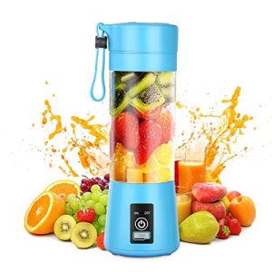 Portable Blender, Personal Size Blender for Smoothies and Shakes with USB Rechargeable and BPA-Free, Mini Blender Portable with 304 Stainless Steel Blade, Mini Fruit Juice Mixer 380 ML Capacity for Kitchen, Home and Office (Blue)