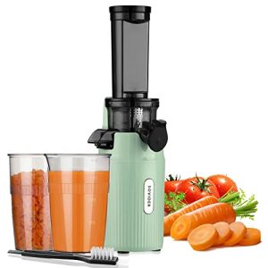 Mini Compact Juicer Machines, SOVIDER Small Cold Press Juicer Easy to Clean, Portable Slow Masticating Juicer with Reverse Function Brush Cups, Space-Saving Juice Extractor for Vegetable and Fruit