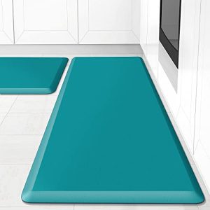 HappyTrends Kitchen Mat [2PCS] Cushioned Comfort Anti-Fatigue Floor Mat, Waterproof Non-Slip Kitchen Rugs, Thick Perfect Ergonomic Foam Standing mat for Kitchen, Home, Office, Laundry,Green