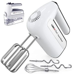 LINKChef Hand Mixer Electric, Handheld Mixers for Cake, Dough, Kitchen Baking, 5-Speed with Turbo & Eject Button, 6 Accessories with Beaters, Whisk, Dough Hooks, Storage Case