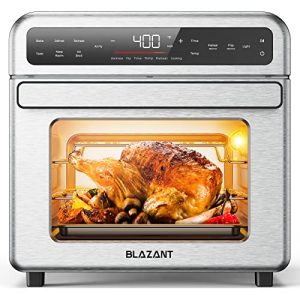 BLAZANT T-12S Toaster Oven Air Fryer Combo, 20QT Smart Digital Touch Screen Toaster Ovens Countertop, Stainless Steel, Even and Fast Heating, Perfect for Chicken Legs, Fries, and Vegetables