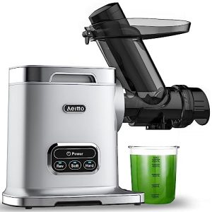 Aeitto Slow Juicer, Cold Press Juicer, Masticating Juicer with 3 Inch Wide Chute, 2-Speed Modes & Reverse Function, Celery Juicer with Brush Easy to Clean for Fruit and Vegetable (Silver)