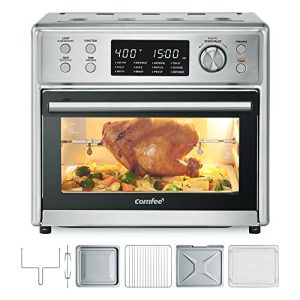 COMFEE’ Toaster Oven Air Fryer Combo, 12-in-1 Air Fryer Oven with Rotisserie, 6 Slice Toast 12′ Pizza, Double Layer, Countertop Convection Toaster Oven, 25L/26.4QT, Precise Temperature Control, 6 Accessories