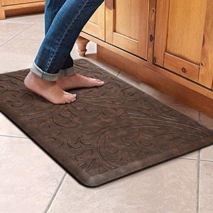 KMAT Kitchen Mat Cushioned Anti-Fatigue Floor Mat Waterproof Non-Slip Standing Mat Ergonomic Comfort Floor Mat Rug for Home,Office,Sink,Laundry,Desk 17.3″ (W) x 28″(L),Brown