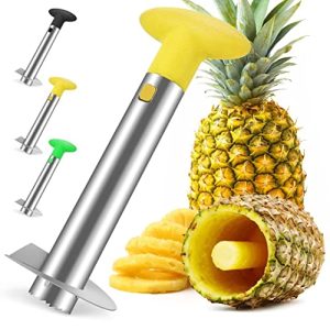 AUBENR Premium Pineapple Corer and Slicer Tool – Sharp Pineapple Cutter with Serrated Tips – Easy to Use and Clean – Stainless Steel Core Remover for Pineapple – Core Fruits with Ease(Yellow)