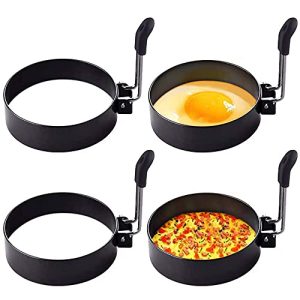 YEVIOR Egg Ring,4 Pack Round Breakfast Household Mold Tool Cooking,Round Egg Cooker Rings For Frying Shaping Cooking Eggs,Egg Maker Molds