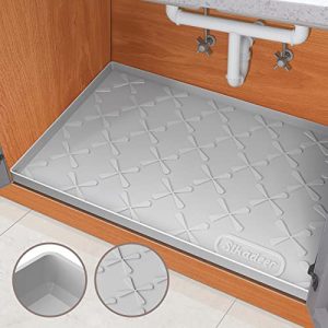 SIKADEER Under Sink Mat for Kitchen Waterproof, 34″ x 22″ Silicone Under Sink Liner, Up to 3.3 Gallons Liquid, Kitchen Bathroom Cabinet Mat-Fits 36” Stand Cabinets