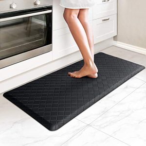 HappyTrends Kitchen Mat Cushioned Anti-Fatigue Kitchen Rug,17.3″x39″,Thick Waterproof Non-Slip Kitchen Mats and Rugs Heavy Duty Ergonomic Comfort Rug for Kitchen,Floor,Office,Sink,Laundry,Black