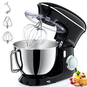 Stand Mixer, 8.5Qt Tilt-Head Food Mixer 660W 6+P Speed Kitchen Mixers Cwiim, with Dough Hook, Flat Beater, Whisk, Splash Guard, for Baking Bread Cake Cookie Pizza Salad Egg (Black)