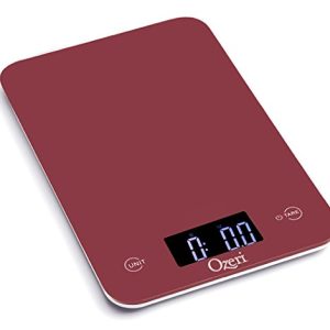 Ozeri Touch Professional Tempered Glass Digital Kitchen Scale, Red Engine