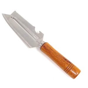 Honbay Sharp Multifunctional Stainless Steel Wooden Handle Knife Fruits Peeler Vegetables Knife Fish Scales Scraper Bottle Opener