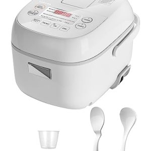 Toshiba Small Rice Cooker 3 Cup Uncooked – LCD Display with 8 Cooking Functions, Fuzzy Logic Technology, 24-Hr Delay Timer and Auto Keep Warm, Non-Stick Inner Pot, White