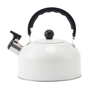 Tea Kettle Stovetop Whistling Teapot Stainless Steel Tea Pots for All Stovetop with Ergonomic Handle – 3 Quart Whistling Teapot Water Boiling Kettle Automatic for Drinking Coffee (White)