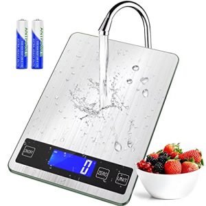 BACK KTCL ‘Cooking Master’ Digital Food Kitchen Scale, 22lb Weight Multifunction Scale Measures in Grams and Ounces for Cooking Baking, 1g/0.1oz Precise Graduation, Stainless Steel and Tempered Glass