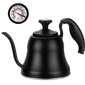 Chefbar Tea Kettle with Thermometer for Stove Top Gooseneck Kettle, Pour Over Coffee Kettle, Tea Pot Stovetop Teapot, Hot Water Heater Boiler for Camping, Home & Kitchen, Matte Black – 28oz