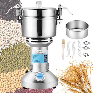 FLKQC High Speed 700g Electric Grain Mill Machine Spice Herb Grinder 2500W 60-350 Mesh 35000RPM Stainless Steel Commercial Grade for Kitchen Herb Spice Pepper Coffee (700g)