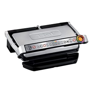 T-Fal OptiGrill Stainless Steel XL Electric Grill 6 Servings 9 Intelligent Automatic Cooking Modes 1800 Watts Nonstick Removable Plates, Dishwasher Safe, Indoor, Frozen Food