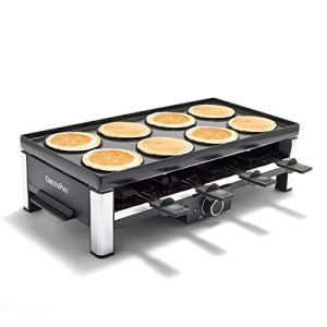 GreenPan Electrics Healthy Ceramic Nonstick, 3-in-1 Reversible Grill, Griddle & Raclette, PFAS-Free, Serves up to 8 People for Parties &Family Fun, Pancake Plate, 8 Mini Square Nonstick Pans& Spatulas