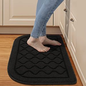 HOTBALZER 18×27 Inch Kitchen Rugs, Comfort Standing Kitchen Mats for Floor is Made of 100% Polypropylene, Kitchen Rugs and Mats Non Skid Washable for Kitchen, Floor, Office, Sink, Laundry, Black