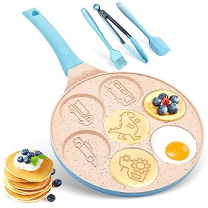 Dinosaur Truck Waffle Maker Pancake Pan Crepe Maker Pancake Griddle Nonstick 7-Cup Pancake Mold for Kids