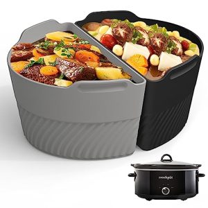 TAYDOIBAN Crock Pot Dividers Slicone For Crock Pot 6-8 QT, Allows Cooking Two Different Meals At Once Time, Slow Cooker Silicone Liner Safe For Dishwasher, Plastic Liners Free, Reusable Crock Pot