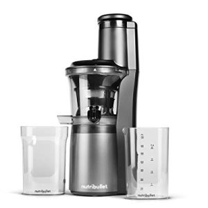 nutribullet Slow Juicer, Slow Masticating Juicer Machine, Easy to Clean, Quiet Motor & Reverse Function, BPA-Free, Cold Press Juicer with Brush, 150 Watts, Charcoal Black, NBJ50300, 24-oz