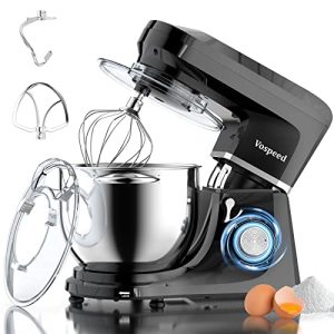 Vospeed Stand Mixer, 7 QT 660W 6+P Speed Tilt-Head Kitchen Mixer, with Stainless Steel Mixing Bowl, Beater, Dough Hook, Whisk, for Household (Black)
