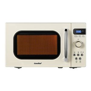 COMFEE’ Retro Small Microwave Oven With Compact Size, 9 Preset Menus, Position-Memory Turntable, Mute Function, Countertop Microwave Perfect For Small Spaces, 0.7 Cu Ft/700W, Cream, AM720C2RA-A