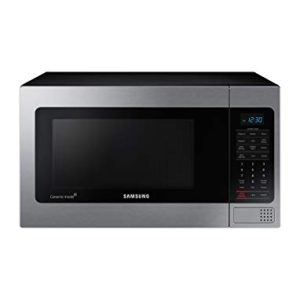 SAMSUNG 1.1 Cu Ft Countertop Microwave Oven w/ Grilling Element, Ceramic Enamel Interior, Auto Cook Options,1000 Watt, MG11H2020CT/AA, Stainless Steel, Black w/ Mirror Finish,15.8″D x 20.4″W x 11.7″H