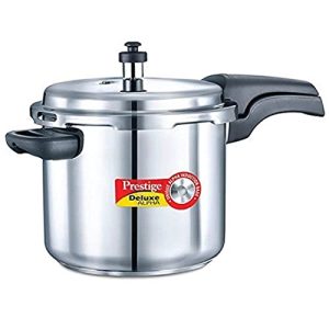 Prestige 5.5L Alpha Deluxe Induction Base Stainless Steel Pressure Cooker, 5.5-Liter, Silver, 1 Count