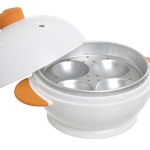 MSC International 4 Boiler Joie Big Boiley Microwave Egg Cooker, A, White with Orange Handles