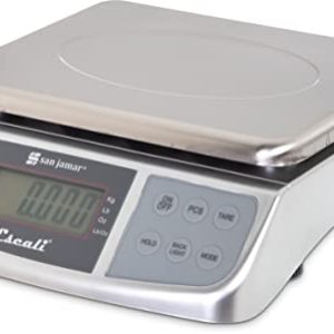 San Jamar Stainless Steel M-Series Digital Food/Kitchen Scale, 66lb Capacity, Silver