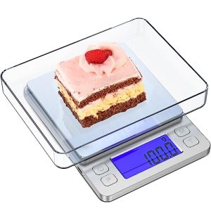 Food Kitchen Scale, Food Scales Digital Weight Grams and Oz, High Precision Digital Scale, with 2 Trays, Tare Function, Baking, Cooking, LCD Display