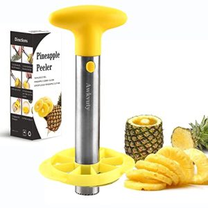 Awkvuty Pineapple Corer and Slicer Tool, Fruit Pineapple Peeler Corer Slicer Cutter, Reinforced, Sharp, Thicker 18/8 Stainless Steel Blade, Easy Clean Dishwasher Safety(Yellow)