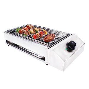 Electric Smokeless Indoor Grill Commercial Indoor, Electric Grill with Adjustable Temp Removable Plate, 1800W 110V Stainless Steel Electric Searing Grill BBQ Grill for Restaurants Homes