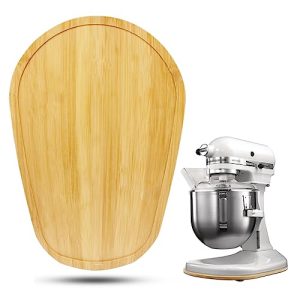 Bamboo Mixer Slider Compatible with Kitchen aid Bowl Lift 5-8 Qt Stand Mixer – Kitchen Countertop Storage Mover Sliding Caddy for Kitchen Aid 5-8 Qt Mixer, Mixer Appliance Moving Tray