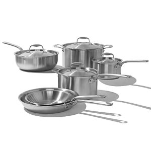 Made In Cookware – 10 Piece Stainless Steel Pot and Pan Set – 5 Ply Clad – Includes Stainless Steel Nonstick Frying Saute Pans, Saucepans and Stock Pot W/Lid – Professional Cookware – Made in Italy