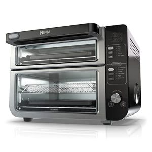 Ninja DCT401 12-in-1 Double Oven with FlexDoor, FlavorSeal & Smart Finish, Rapid Top Convection and Air Fry Bottom , Bake, Roast, Toast, Air Fry, Pizza and More, Stainless Steel