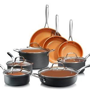 Gotham Steel Pro Pots and Pans Set Nonstick, 13 Pc Hard Anodized Kitchen Cookware Set, Induction Cookware Set, Long Lasting Nonstick, Ceramic Coated, Stay Cool Handles Dishwasher Safe, 100% Toxin Free