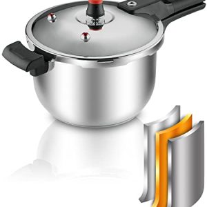 Thickened Stainless Steel Pressure Cooker Cookware Pressure Canner Rice Cooker with Spring Valve Safeguard Devices, Compatible with Gas & Induction Cooker Explosion-proof 4Liter