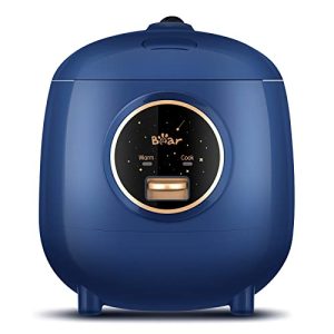 Bear Mini Rice Cooker 2 Cups Uncooked, 1.2L Portable Non-Stick Small Travel Rice Cooker, One Button to Cook and Keep Warm Function, Blue