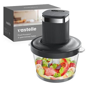 Food Processors,VASTELLE Electric Food Chopper with Bi-Level Blades, Meat Grinder and Vegetable Chopper for Baby Food, Meat, Onion, Nuts, 8 Cup BPA-free Glass Bowl, 2 Speed, Grey